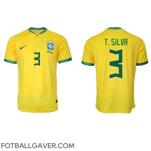 Brasil Thiago Silva #3 Fotballklær Hjemmedrakt VM 2022 Kortermet